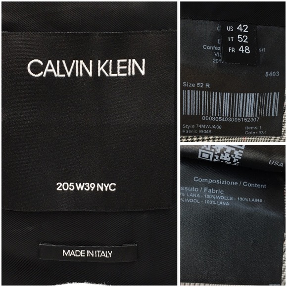 CALVIN KLEIN Mens Double Breasted Blazer Sport Coat Jacket Size‎ 42L Suit ITALY - Picture 10 of 12